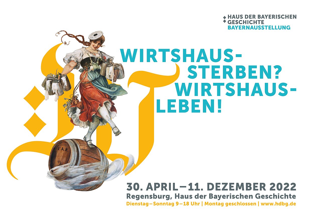Plakatmotiv zur Bayernausstellung 2022
„Wirtshaussterben? Wirtshausleben!“ in Regensburg © HdBG | Entwurf: wir sind artisten unter Verwendung des Gemäldes Schützenlisl, Friedrich August von Kaulbach, 1881, Königlich privilegierte Hauptschützengesellschaft München 1406, © HdBG | Foto: Philipp Mansmann

