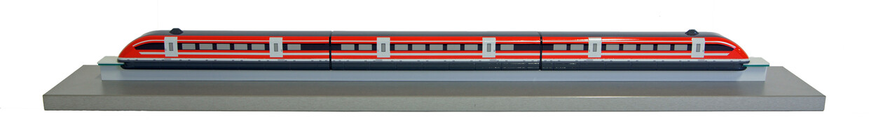 Das Modell des Transrapid, der in Bayern nicht gebaut wurde.
